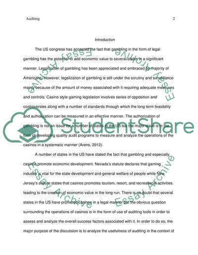 The Usefulness of Auditing in the Context of Analyzing the Case of Sands Hotel and Casino