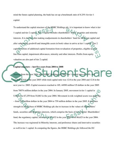 Changes in the HSBCs Capital Structure and Financial Sources