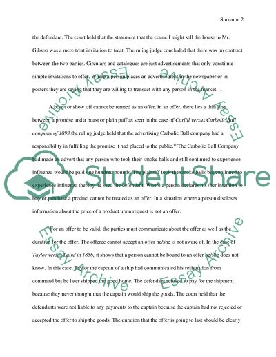 Principle on offer and acceptance in law: the Case of Celia