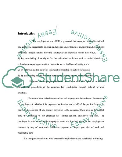 Effects of Implied Terms on Contract of Employment, a Judicial Review