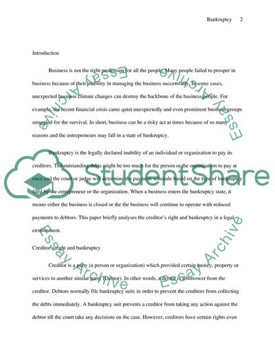 Creditors Rights and Bankruptcy