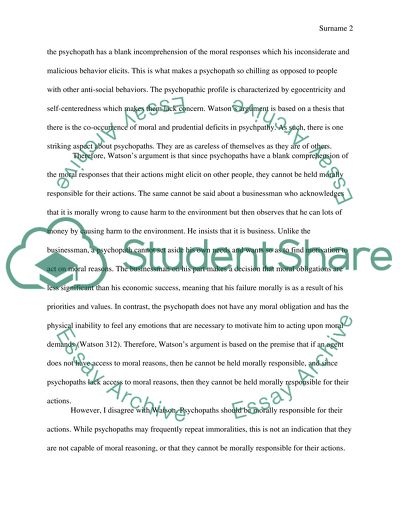 Gary Watsons argument psychopaths