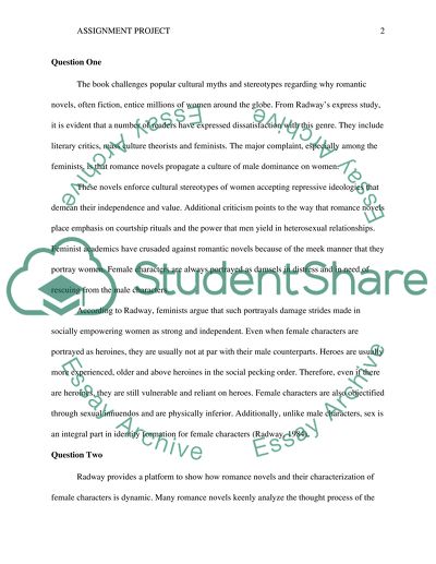 Sexual Studies in Radways Women, patriarchy, and popular literature