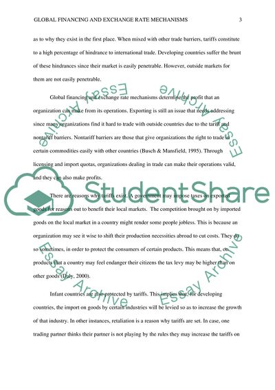 Global Financing and Exchange Rate Mechanisms