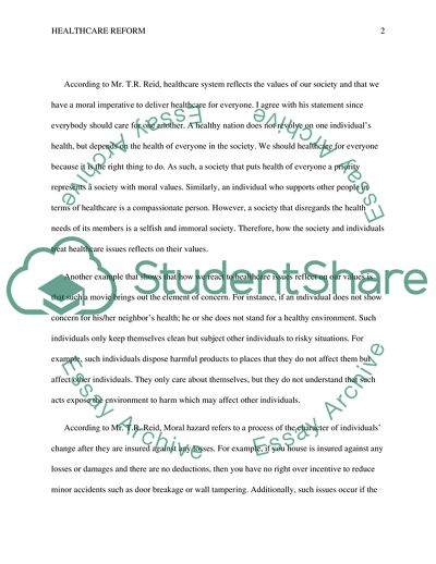 Healthcare Reform: a Moral Imperative