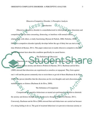 Obsessive compulsive disorder essay conclusion