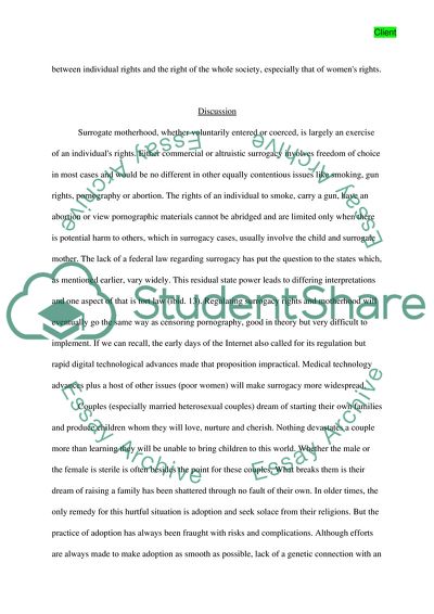 Surrogate Mothers: Helping Infetile Couples vs. Ethical Abuses