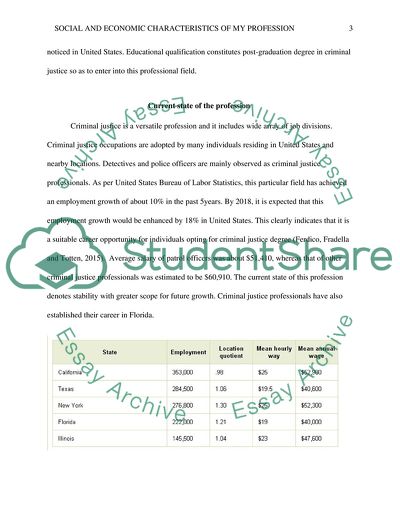 Social and Economic Characteristics of My Profession