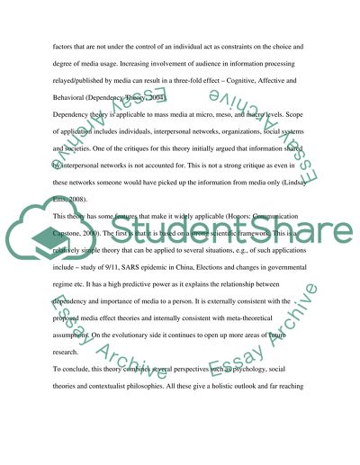 Dependency Theory of Mass Media