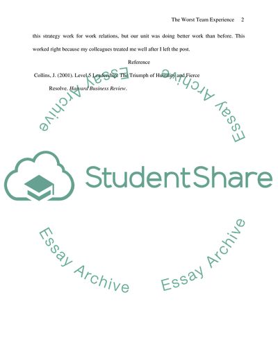 Describe the worst team experience you have ever had. What did you do