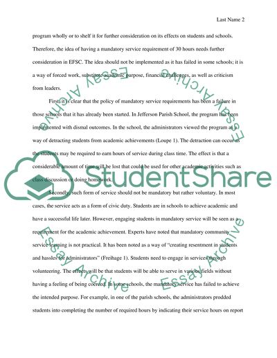 Mandatory Service Requirement