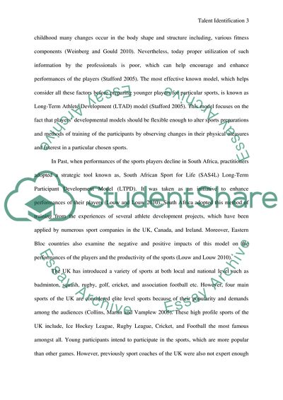 Talent Identification for Sports