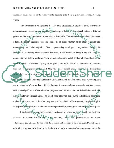 The Provision of Sex Education in Hong Kong Schools