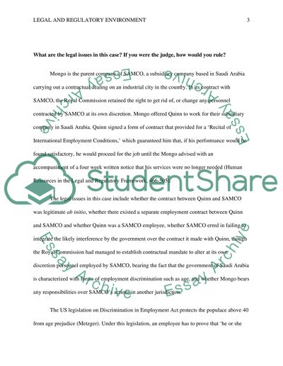 Legal and Regulatory Environment