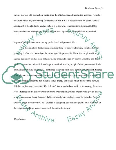 Personal Perspectives of Death and Dying