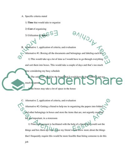 Problem solving outline on getting organized