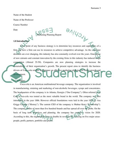 Marketing Planning - Resources and Capabilities of Coca-Cola