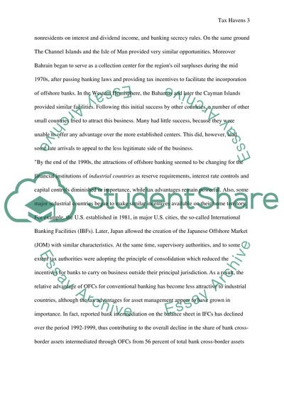 Tax Havens of Offshore Financial Centers