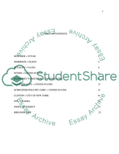 The Doctrine of Separation of Powers