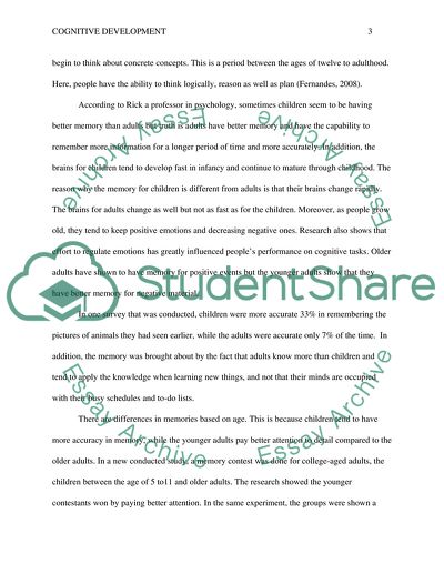 Cognitive Development throughout the Lifetime