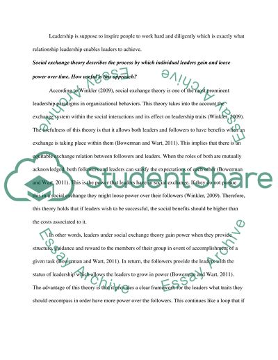 THEORIES OF EFFECTIVE LEADERSHIP AND (B) POWER & INFLUENCE