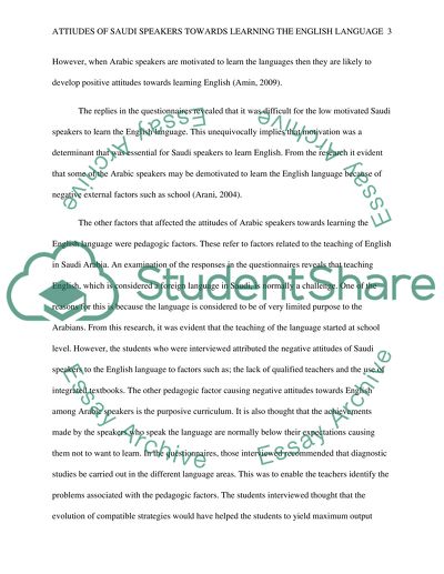 Attitudes of Saudi Speakers Towards Learning the English Language