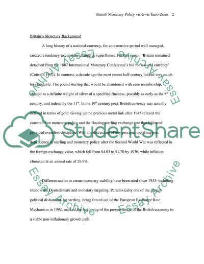 British Monetary Policy vs Euro-Zone