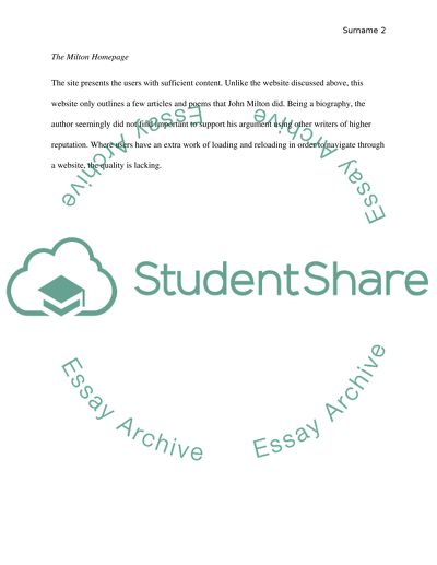 Review of John Milton Websites