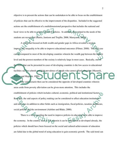Disparities in Educational Outcomes