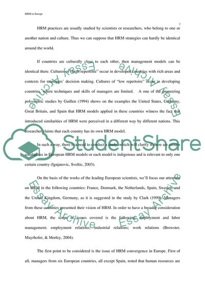 Convergence of HRM Practices in Europe