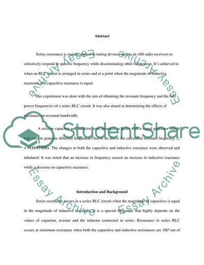 Application of Series Resonance