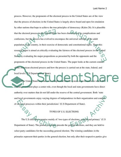 The Strengths And Weaknesses Of The Electoral Process Term Paper