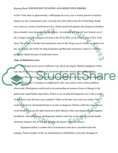 Insufficient Staffing and Medication Errors