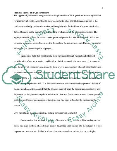 Fashion, Taste, and Consumerism