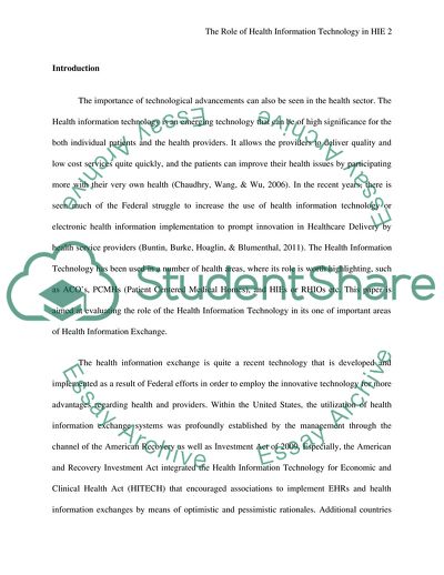 The Role of Health Information Technology in HIE