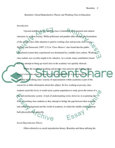 Bourdieus Social Reproduction Theory