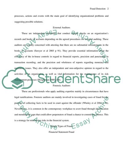 The role of Internal, External and Forensic Auditors