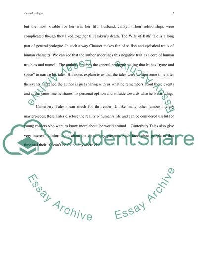 The Prologue of Canterbury Tales