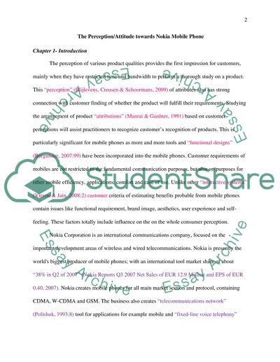 The Perception Towards Nokia Mobile Phone