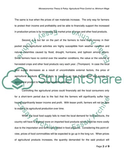 Agricultural Price Control vs. Minimum Wage
