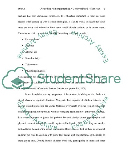 Implementing a Comprehensive Health Plan