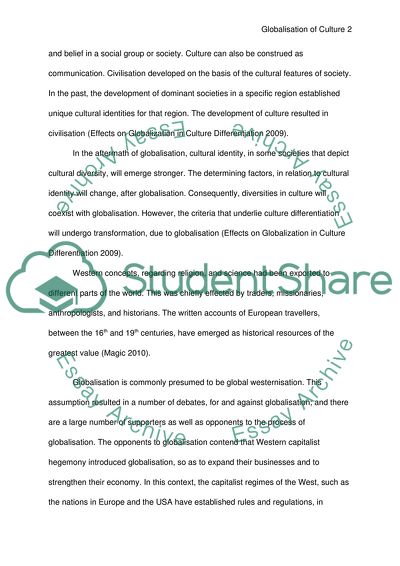 Does the Globalisation of Culture Effectively Mean the Westernisation of Culture