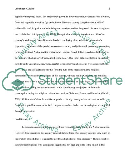 HFA 4M0 Summative Assignment World Cuisine Investigation Lebanon