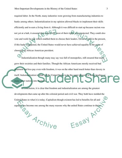 Most Important Developments in the History of the United States