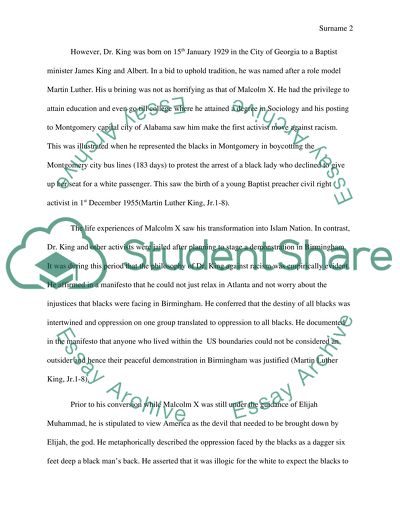 Life Experiences and Philosophies of Martin Luther King Junior and Malcolm X