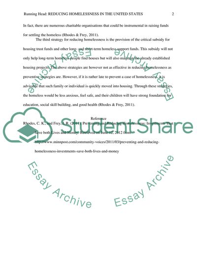 Preventing and Reducing Homelessness