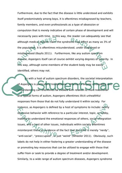Aspergers Syndrome: An analysis of the disease and key insights into special education