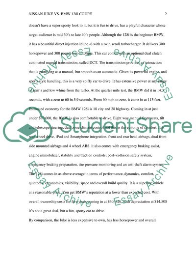 Compare and contrast Nissan Juke and BMW 128i Coupe