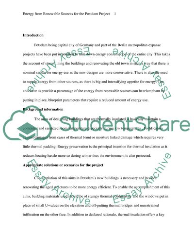 Providing 20% of energy from renewable sources for the Potsdam,Berlin Germany Project