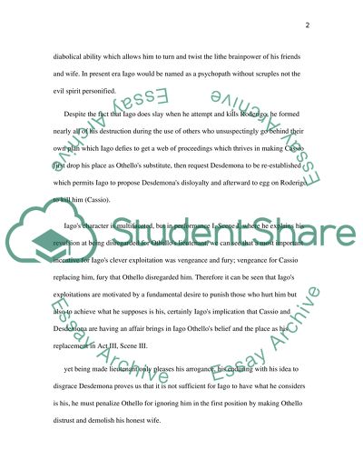 Iago The Villian in Shakespears Othello